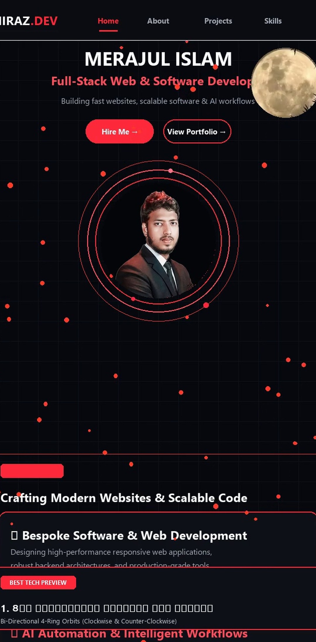 MIRAZ.DEV Mobile Interface